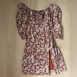 Altar'd State Floral Dress in Brown and White, Size M